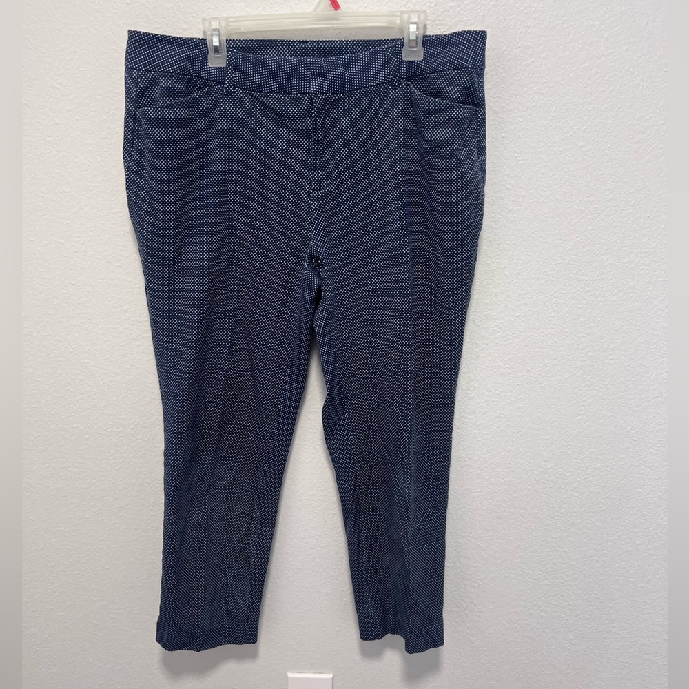 Faded Glory Plus Size Blue White Polka Dot Trousers Size 18